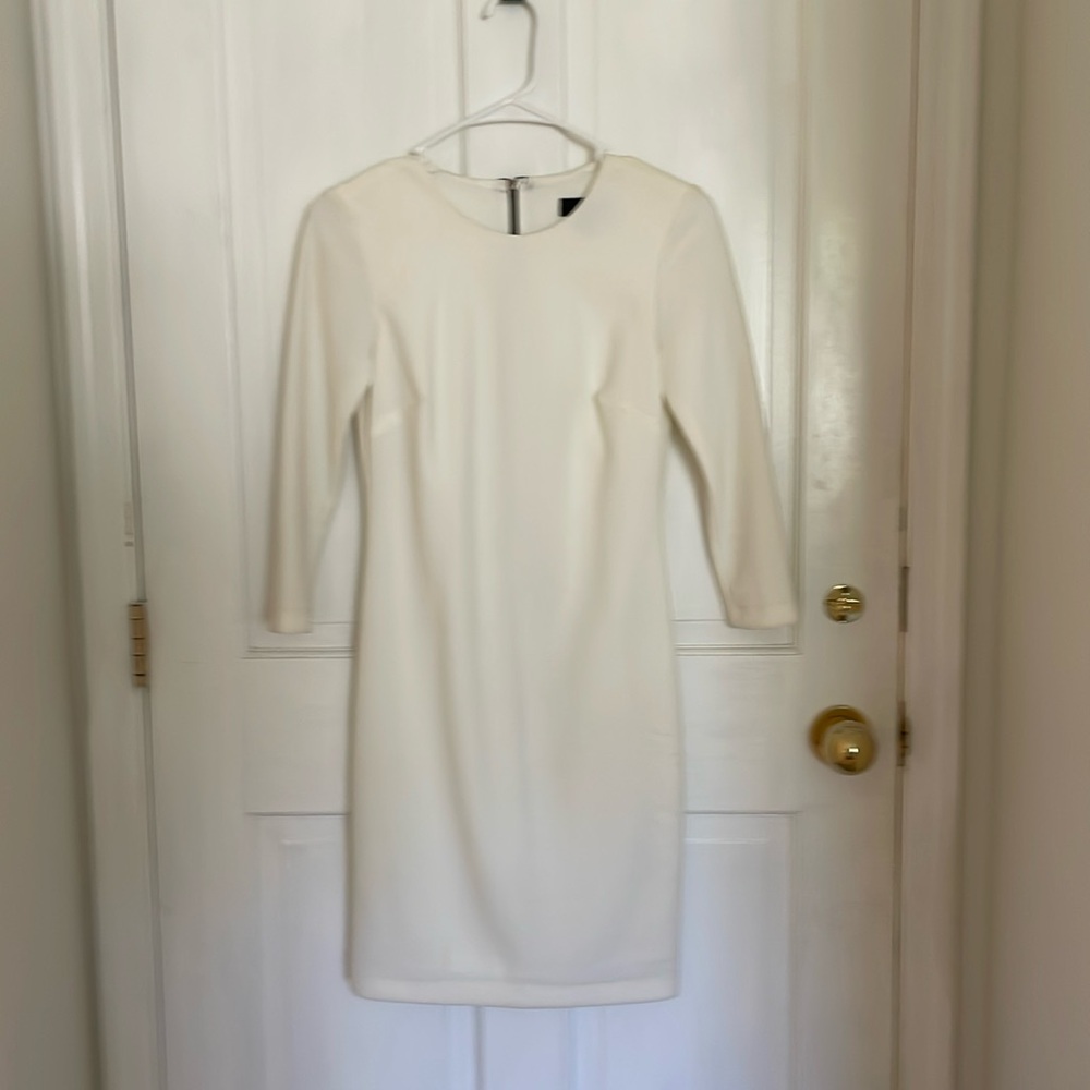 White 3/4 length sleeve dress w/ full back zipper